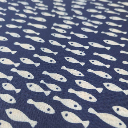 Japanese Indigo Fabric | Fish Print Cotton | 110cm Wide