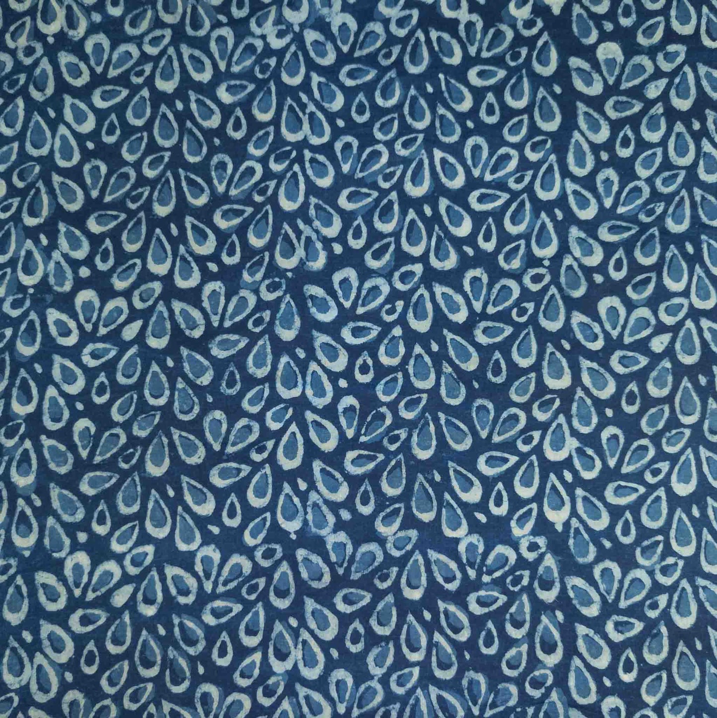 Indian Dabu Fabric - Indigo Raindrops | Block Print Cotton | 112cm Wide