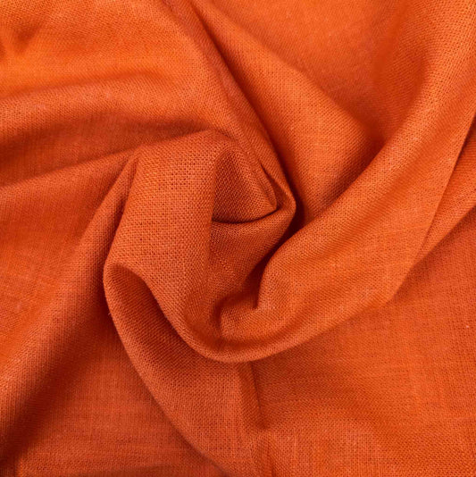 Deep Orange Hemp Fabric - Wide Medium Weight Linen Alternative