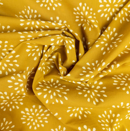 Indian Block Print Fabric - Mustard Dandelion | 100% Cotton | 112cm